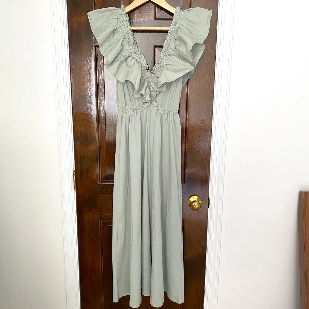Zara Sage Ruffle Dress